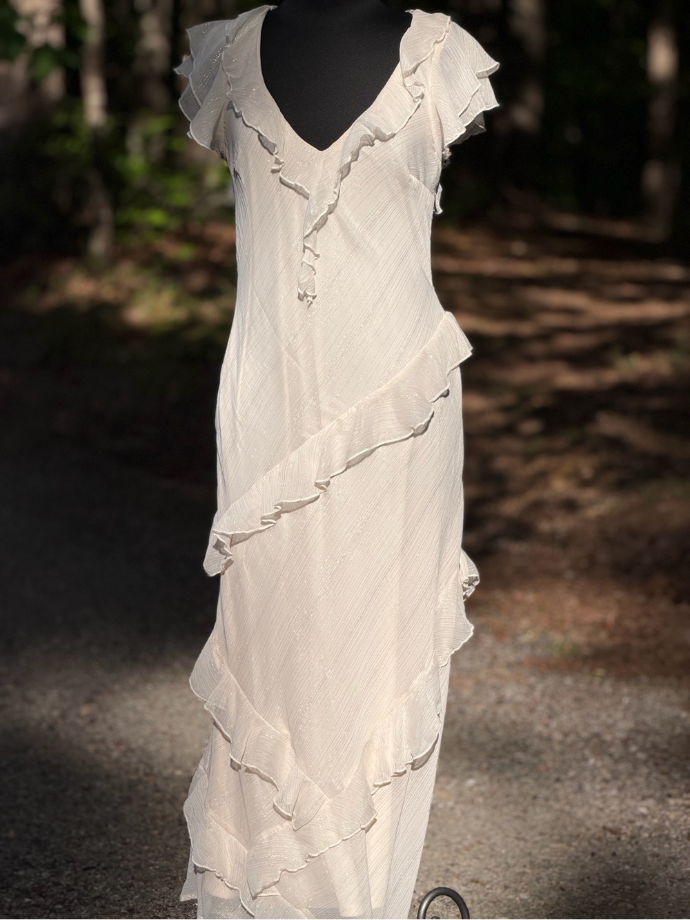 Francesca's Collections White Ruffled V‑Neck Maxi Dress - Picture 2 of 9